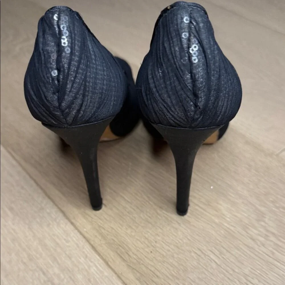 Badgley Mischka Black Peep-Toe High Heels - Shimmer Y2K